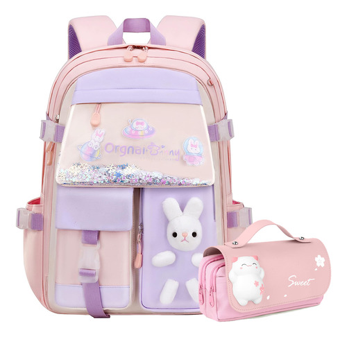 Mochila Kawaii Con Forma De Conejo Para Niñas, Con Bolsita P