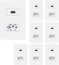 Comprar Tomada Usb 1a Bivolt + Tomada 2p+t 10a  4x2 250v - Kit 8 Und