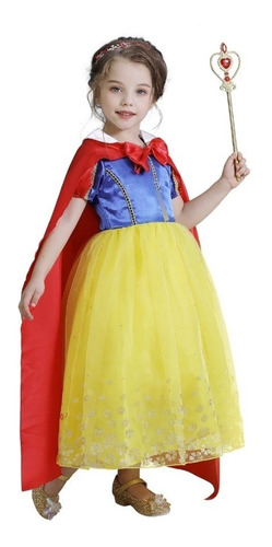 Imagem 2 de 8 de Fantasia Luxo Branca De Neve Completa Vestido E 7 Acessórios