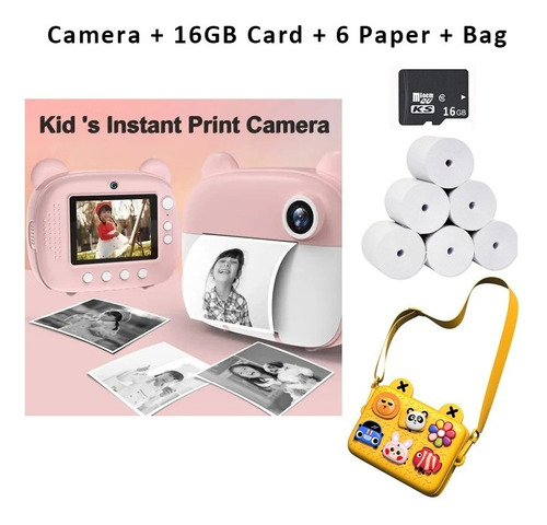 Cámara De Impresión Para Niños,  6paper 16g Card& Bag