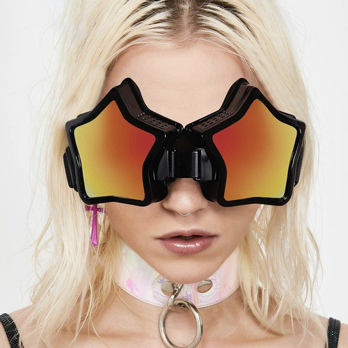 Lentes De Sol Gafas Retro Gogles Ajustable Forma Estrella Pr Negro