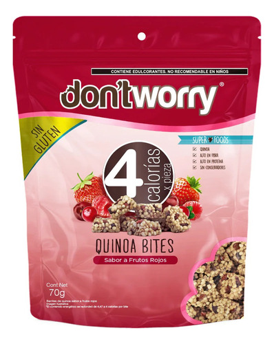Quinoa Bites Don't Worry Con Solo 4 Cal Frutos Rojos 70g