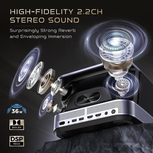 Projetor Tudo-em-um 4k, Projetor Inteligente Aurzen Boom 3