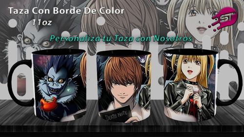 Taza Borde Color Negro Deathnote-001 