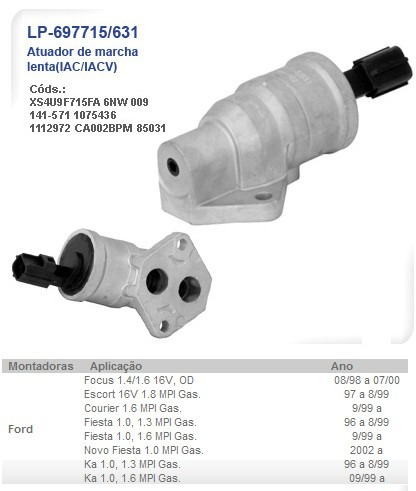 Atuador Marcha Lenta Fiesta 1.0 , 1.3 Mpi Gas. 1996 À 1999