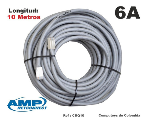Imagen 2 de 7 de Cable De Red Utp Categoría 6a 10m Ref: Crq10 Computoys Sas