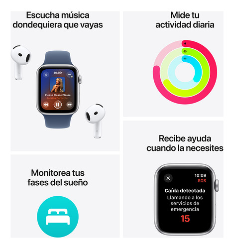 Apple Watch SE GPS • Caja de aluminio color medianoche de 44 mm • Correa deportiva color medianoche - M/L - Excelente (Reacondicionado)