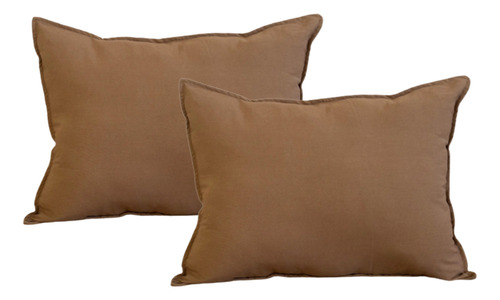 Combo 2 Almohadones Tusor 70x50 Con Cierres Decorativo Cama Color 2-Ocre