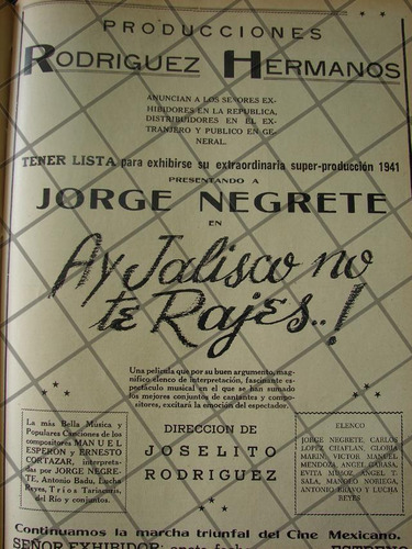 Afiche Antiguo Terminan Pelicula  Jalisco No Te Rajes 1941 4