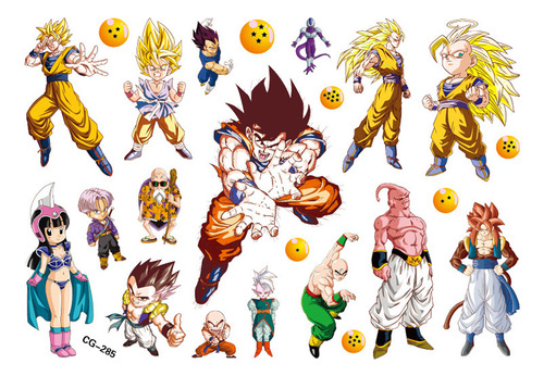 Tatuajes Temporales Goku Dragon Ball Niños Cumpleaños 60 Pzs