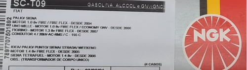 Imagen 4 de 4 de Cables Bujias Ngk Fiat Palio Siena Uno Idea Fiorino 1.4 8v