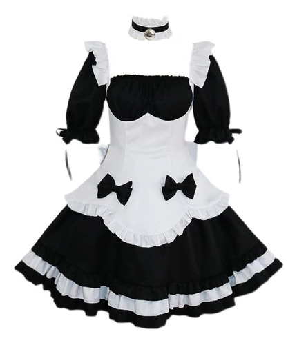 Hhhh Vestido De Mucama Lindo Para Mujer Lolita Manga Corta A