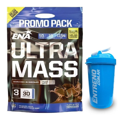 Ultra Mass Ena 3kg Ganador De Peso Proteina Con Shaker
