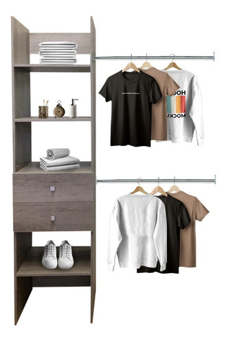 Closet Verona 2 Cajoneras Premium Ajustable Color Gris