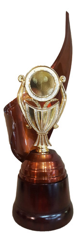 Trofeo Metálico Alegoría Standard Copa 35cm Base Madera