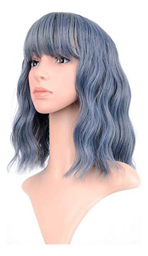 Nuevo Peluca Corta L Bangs For Mujer, Rizada Y Ondulada,