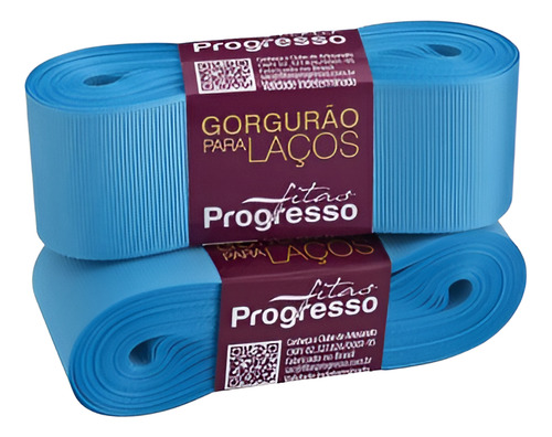 Fita Gorgurão Para Laço Progresso N°9 38mm - 10mts Cor 1390 Azul Médio