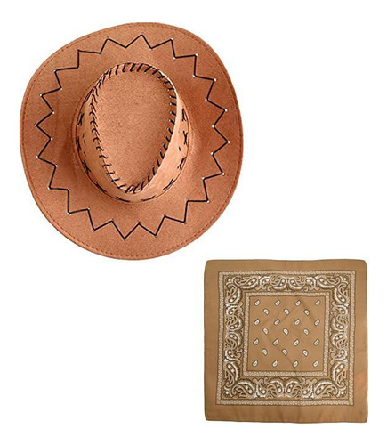 Sombreros Gamuza Para Adultos + Pañoleta Vaquero Disfraz