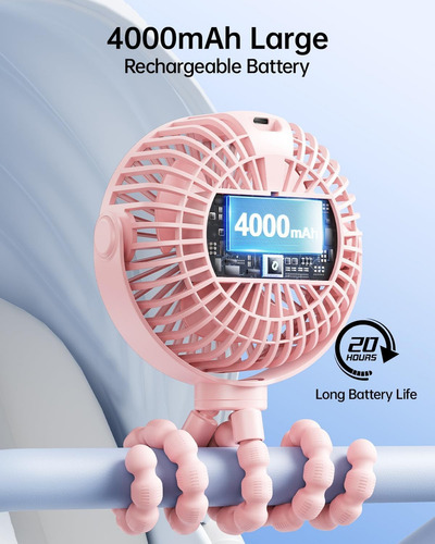 Trípode Ventilador De Mano Portátil Usb 360° Con Lcd 4000mah