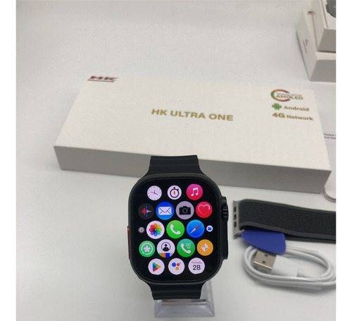 Smartwatch Hk Ultra One 4g 2gb-32gb Playstore/whatsapp/tikto Caixa Prateado Pulseira Branco/ Rajada Bisel Prateado Desenho Da Pulseira Ocean/nylon