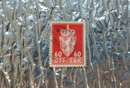 Estampilla Noruega Off. Sak 60 Con Escudo