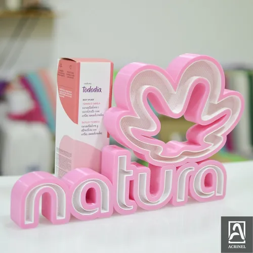 Cartel 3d, 2 Colores Logo Natura 50x30cm Decorativo
