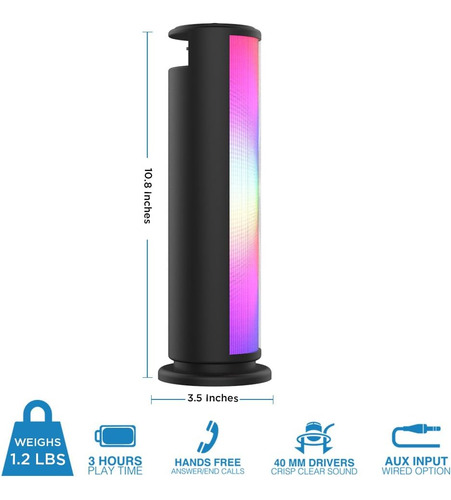 Altavoz Inalámbrico Led Aduro Con Luces Pulsantes, Altavoz