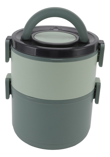 Almoço Térmico Verde Empilhável De 1600 Ml, 2 Níveis, Grau A