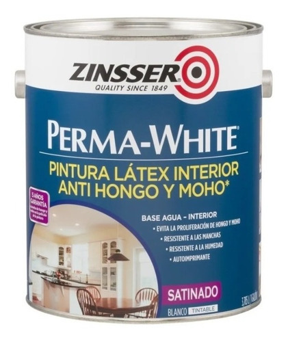Perma White Latex Antihongo Antimoho Blanco X 4 Litros