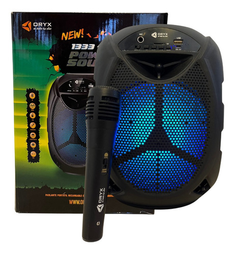 Parlante Portátil Bluetooth Con Micrófono Oryx 1333 Pro Rio Color Negro
