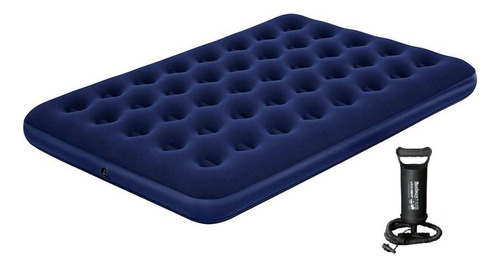 Colchon Inflable Matrimonial Con Bomba De Aire Manual Azul