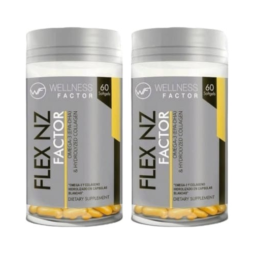 2 Frascos Flex Nz - Wellness Factor - Omega-3 Y Colageno