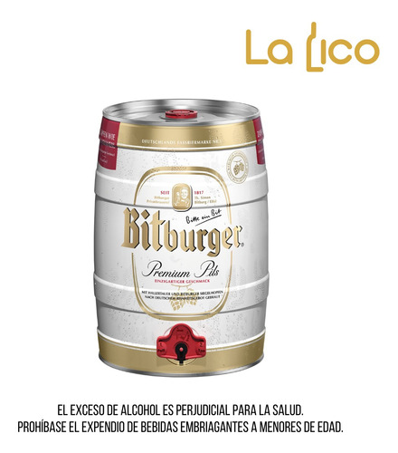 Cerveza Alemana Barril Bitburger Premium Pils 1 X 5 Litros