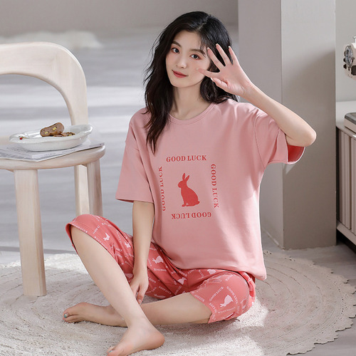 Conjunto De Pijama De Algodón De Verano Lindo Estilo Coreano