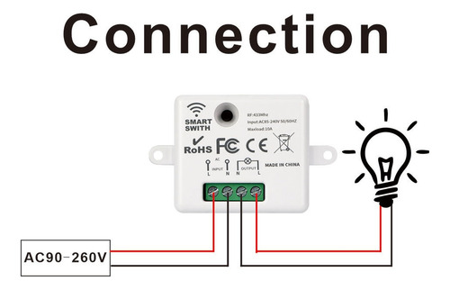 Modulo Rf433 + Interruptor 1 Tecla Sem Fio Controle Remoto