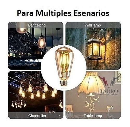 Imagen 6 de 7 de Foco Vintage Led Edison Bulbo 4w Luz Cálida 10 Pza Oferta