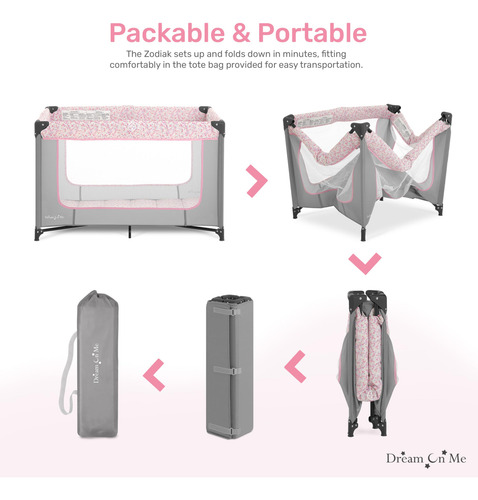 Corral Portátil Zodiak Gris/rosa Para Bebés