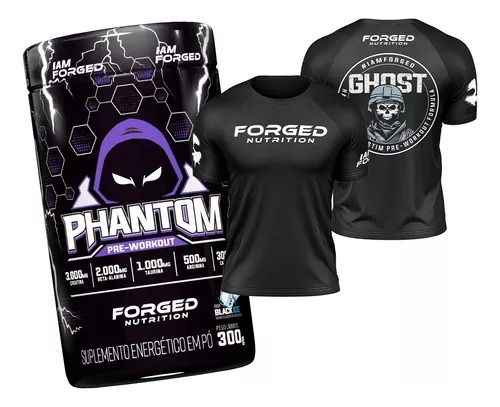 Kit Pré Treino Phantom 300g + Camiseta Ghost Treino - Forged