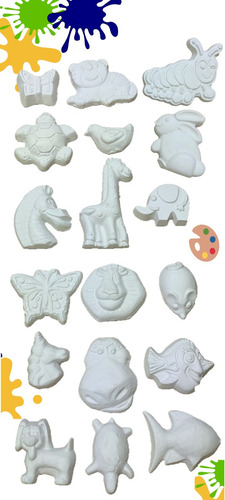Figuras De Yeso Para Fiestas Recuerdos Pintar 40 Pzas Placa