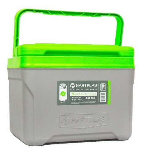 Hielera Hartplas Orizaba Capacidad 13qt, 12 Lit Rectangular Color Gris-Verde