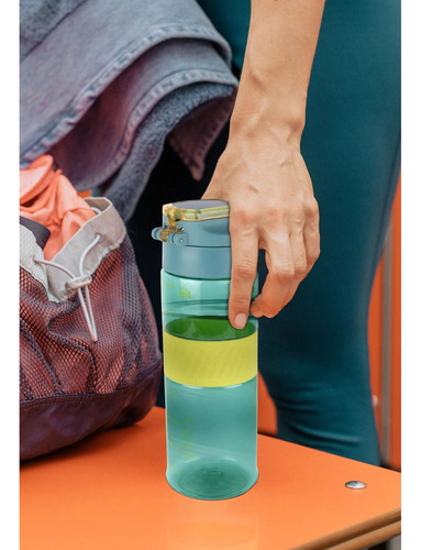 Botella De Plástico Agua Deportiva Termo Agarradera 850 Ml Color Amarillo