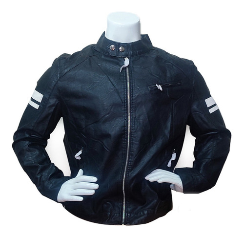 Chaqueta Eco Cuero Negra Hombre Diseño Exclusivo Moda 