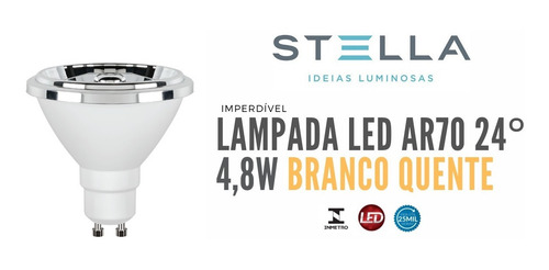 Imagem 1 de 5 de Lampada Ar70 Stella 4,8w Branco Quente 24° Gu10 - Sth8434/27
