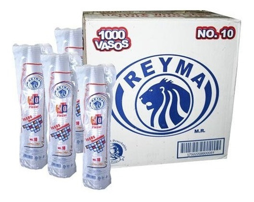 Vaso Desechable Plastico No.10 Reyma 20 Paquetes Con 50 Pzas