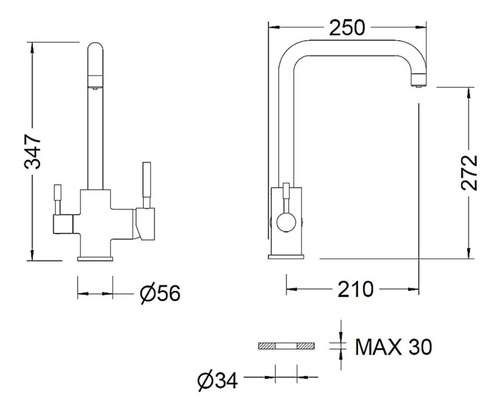 Grifo de cocina monocomando Genebre Tau 65702 cromo acabado cromado