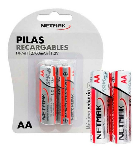 Pilas Recargables Netmak Nm-aa270 2700mah Pack X 2 Unidades