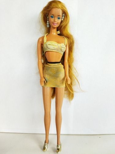 Barbie Vestido Aretes Zapatillas Dorada Cintura México 1966