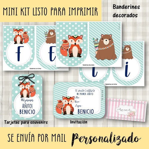 Mini Kit Imprimible Animalitos Nórdicos Mod.11 Primer Añito