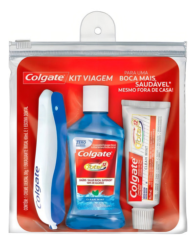 Colgate Kit Viagem Creme 30g + Enxaguante 60ml + Escova