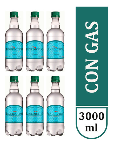 Agua Benedictino 500ml Con Gas - Pack 6 Botellas.